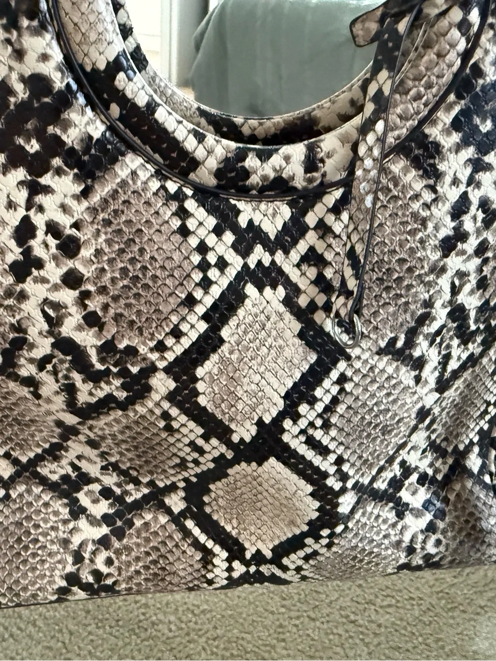 Enzo Angiolini Snake Skin Inspired Bucket Shoulder Bag